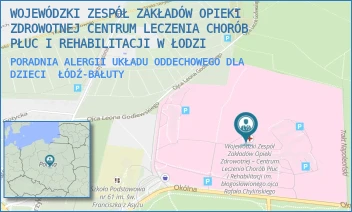 PORADNIA ALERGII UKŁADU ODDECHOWEGO DLA DZIECI - WOJEWÓDZKI ZESPÓŁ ZAKŁADÓW OPIEKI ZDROWOTNEJ CENTRUM LECZENIA CHORÓB PŁUC I REHABILITACJI W ŁODZI - UL. OKÓLNA 181, ŁÓDŹ-BAŁUTY