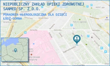 PORADNIA ALERGOLOGICZNA DLA DZIECI - NIEPUBLICZNY ZAKŁAD OPIEKI ZDROWOTNEJ SANMED SP. Z O.O. - UL. MYŚLIWSKA 9,  ŁÓDŹ-GÓRNA