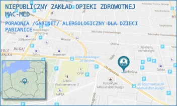 PORADNIA /GABINET/ ALERGOLOGICZNY DLA DZIECI - NIEPUBLICZNY ZAKŁAD OPIEKI ZDROWOTNEJ MAC-MED - UL. PODLEŚNA 4/2,  PABIANICE