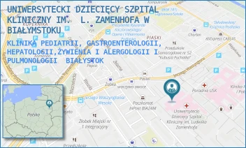 KLINIKA PEDIATRII, GASTROENTEROLOGII, HEPATOLOGII,ŻYWIENIA I ALERGOLOGII I PULMONOLOGII - UNIWERSYTECKI DZIECIĘCY SZPITAL KLINICZNY IM.  L. ZAMENHOFA W BIAŁYMSTOKU - WASZYNGTONA 17,  BIAŁYSTOK