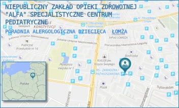 PORADNIA ALERGOLOGICZNA DZIECIĘCA - NIEPUBLICZNY ZAKŁAD OPIEKI ZDROWOTNEJ "ALFA" SPECJALISTYCZNE CENTRUM PEDIATRYCZNE - SYBIRAKÓW 5/4 I 5,  ŁOMŻA