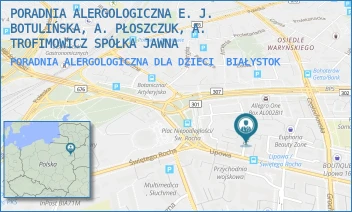 PORADNIA ALERGOLOGICZNA DLA DZIECI - PORADNIA ALERGOLOGICZNA E. J. BOTULIŃSKA, A. PŁOSZCZUK, A. TROFIMOWICZ SPÓŁKA JAWNA - PRZEJAZD 2A,  BIAŁYSTOK