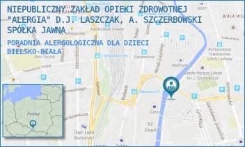 PORADNIA ALERGOLOGICZNA DLA DZIECI - NIEPUBLICZNY ZAKŁAD OPIEKI ZDROWOTNEJ "ALERGIA" D.J. LASZCZAK, A. SZCZERBOWSKI SPÓŁKA JAWNA - UL. CYNIARSKA 24,  BIELSKO-BIAŁA