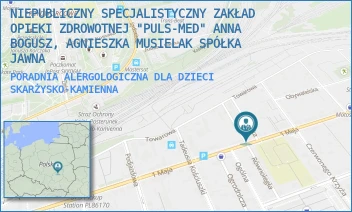 PORADNIA ALERGOLOGICZNA DLA DZIECI - NIEPUBLICZNY SPECJALISTYCZNY ZAKŁAD OPIEKI ZDROWOTNEJ "PULS-MED" ANNA BOGUSZ, AGNIESZKA MUSIELAK SPÓŁKA JAWNA - 1 MAJA 55,  SKARŻYSKO-KAMIENNA