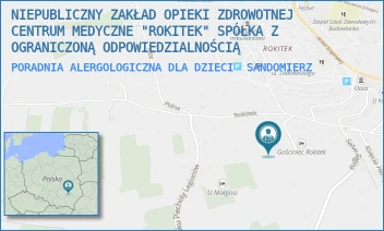 PORADNIA ALERGOLOGICZNA DLA DZIECI - NIEPUBLICZNY ZAKŁAD OPIEKI ZDROWOTNEJ CENTRUM MEDYCZNE "ROKITEK" SPÓŁKA Z OGRANICZONĄ ODPOWIEDZIALNOŚCIĄ - ROKITEK 41A,  SANDOMIERZ